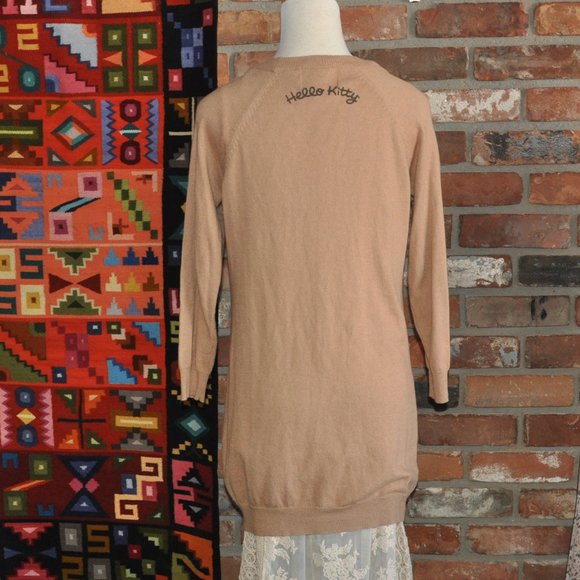 Hello Kitty Long Cardigan Forever 21 Limited Edition Button-up Knit SWEATER Tan - Picture 2 of 3